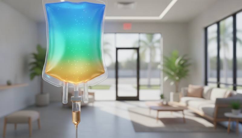Stress Relief IV Coral Springs - Close-up of IV drip for clarity and relief