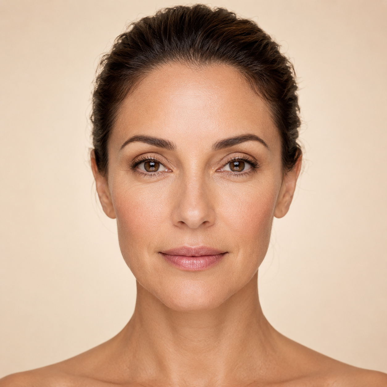 Elegant woman demonstrating neurotoxin treatment areas at MD Touch Aesthetics and Wellness in Coral Springs