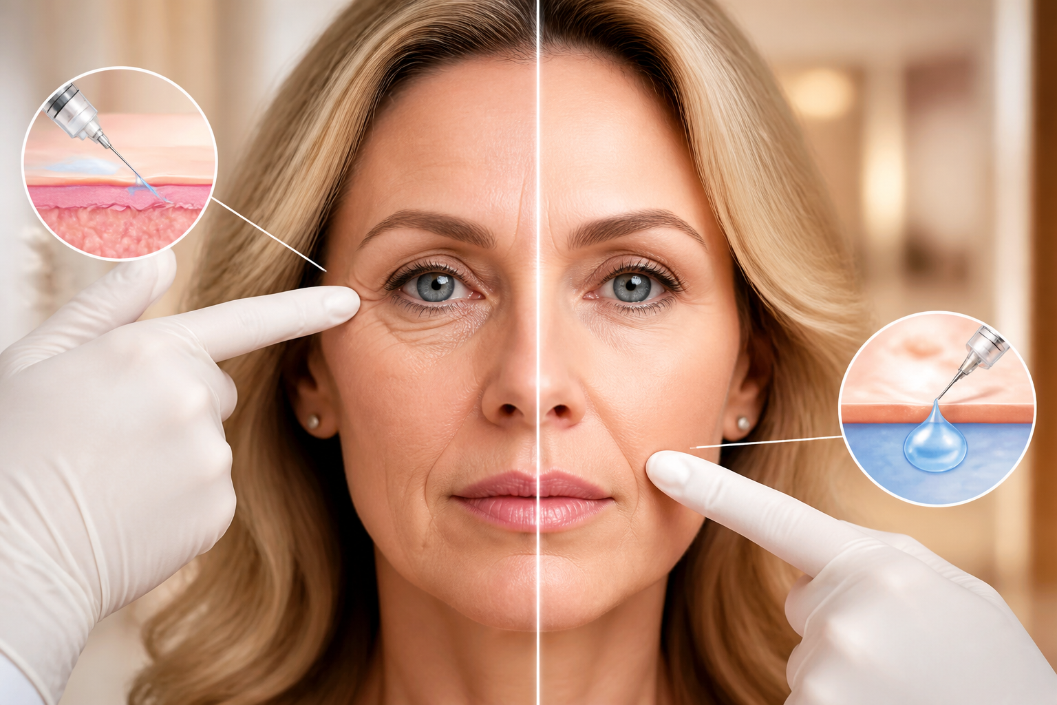 Close up of a woman's face after Botox vs Fillers Coral Springs treatment