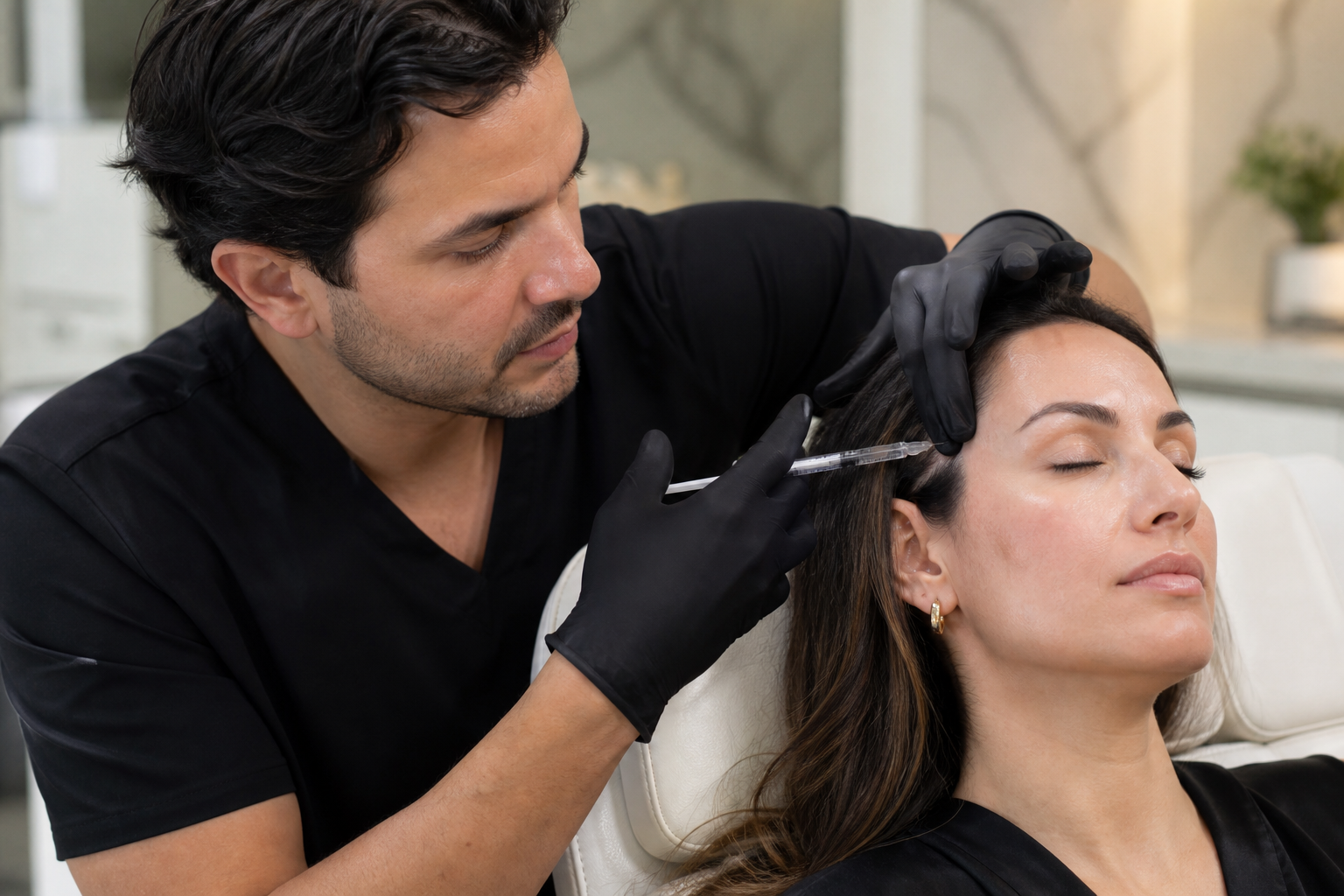 Abstract representation of facial contours before and after Temple Fillers Coral Springs treatment, highlighting volume restoration.
